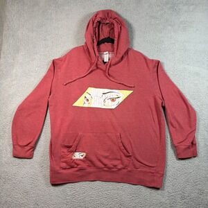 Anime Eyes Hoodie Red Pullover Sweatshirt Embroidered Threadfast Apparel Men 2XL